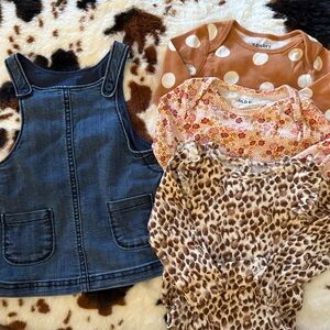 Old navy infant girls overall dress and set of 3 onesies